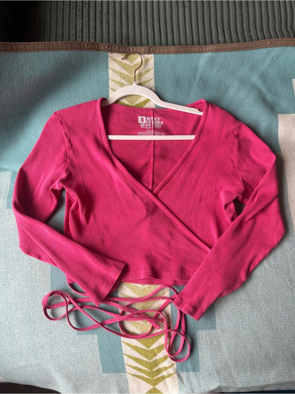 Big Bud Press Magenta Wrap Crop Long Sleeve Top